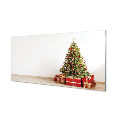 Keuken achterwand glas met print Kerstboom geschenken decoraties