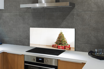 Keuken achterwand glas met print Kerstboom geschenken decoraties