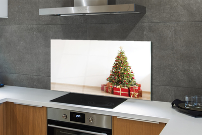 Keuken achterwand glas met print Kerstboom geschenken decoraties