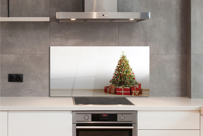 Keuken achterwand glas met print Kerstboom geschenken decoraties