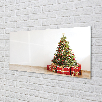 Keuken achterwand glas met print Kerstboom geschenken decoraties