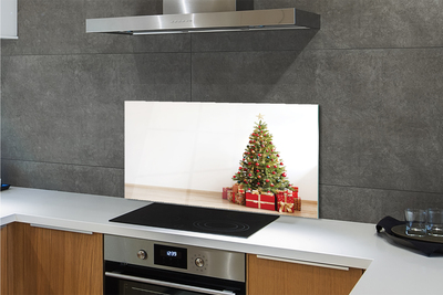 Keuken achterwand glas met print Kerstboom geschenken decoraties