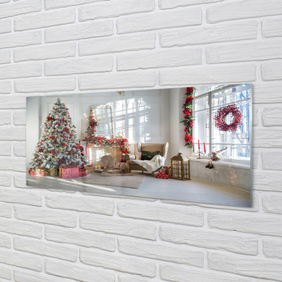 Keuken achterwand glas met print Kerstboom geschenken decoraties