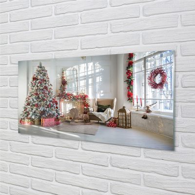 Keuken achterwand glas met print Kerstboom geschenken decoraties