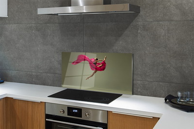 Moderne keuken achterwand Vrouw plons roze stof