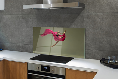 Moderne keuken achterwand Vrouw plons roze stof