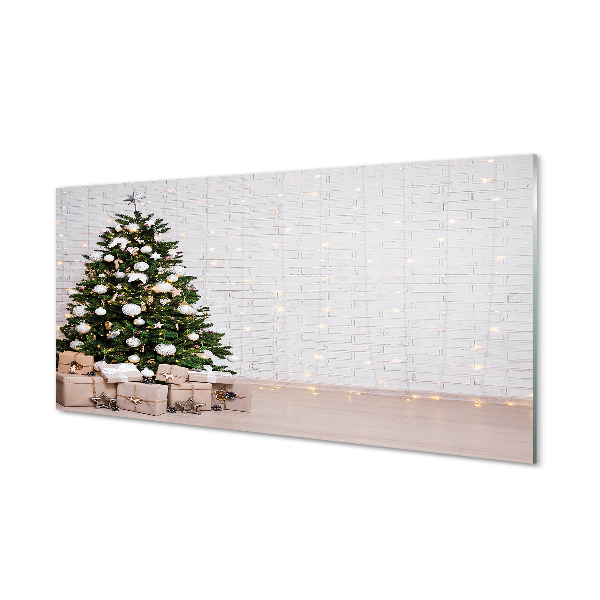 Keuken achterwand glas met print Kerstboom geschenken decoraties