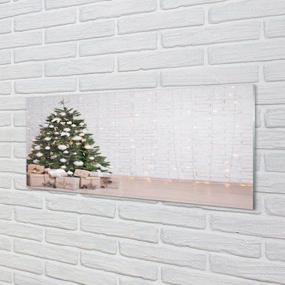 Keuken achterwand glas met print Kerstboom geschenken decoraties