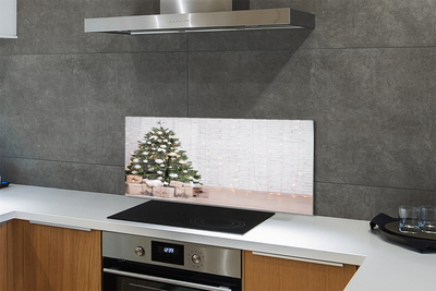 Keuken achterwand glas met print Kerstboom geschenken decoraties