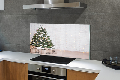 Keuken achterwand glas met print Kerstboom geschenken decoraties