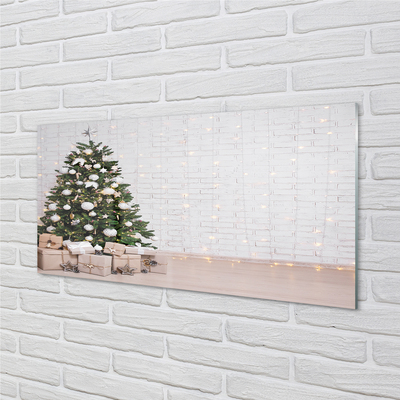 Keuken achterwand glas met print Kerstboom geschenken decoraties