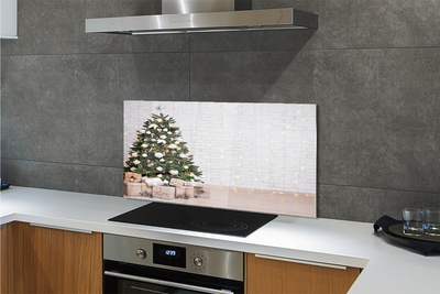 Keuken achterwand glas met print Kerstboom geschenken decoraties