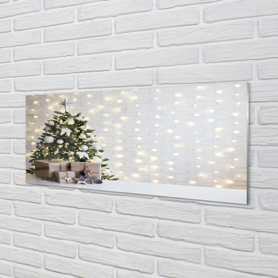 Keuken achterwand glas met print Kerstboom geschenken decoraties