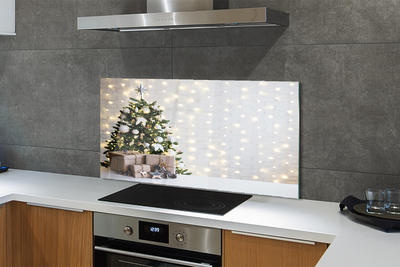 Keuken achterwand glas met print Kerstboom geschenken decoraties