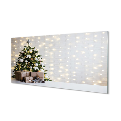 Keuken achterwand glas met print Kerstboom geschenken decoraties