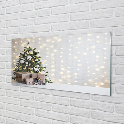 Keuken achterwand glas met print Kerstboom geschenken decoraties