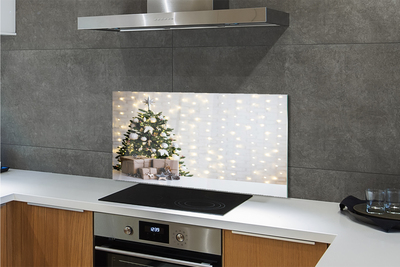 Keuken achterwand glas met print Kerstboom geschenken decoraties