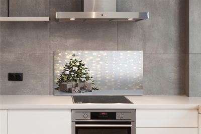 Keuken achterwand glas met print Kerstboom geschenken decoraties