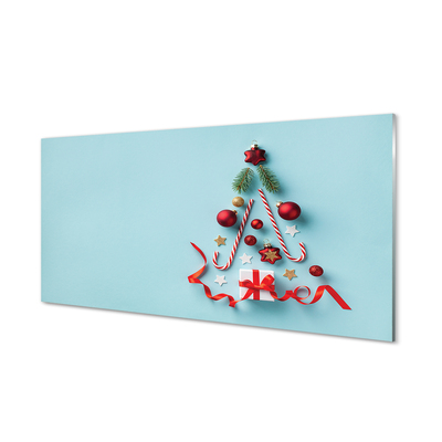 Keuken achterwand glas Cadeau kerstballen. Veilige decoraties