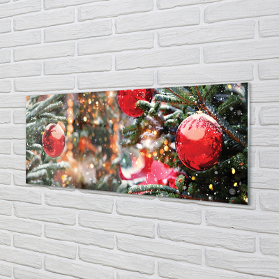 Keuken achterwand glas Sneeuw kerstboom kerstballen