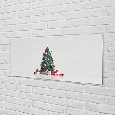 Keuken achterwand glas met print Kerstboom geschenken decoraties