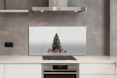 Keuken achterwand glas met print Kerstboom geschenken decoraties