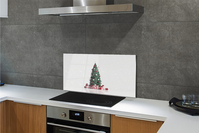 Keuken achterwand glas met print Kerstboom geschenken decoraties