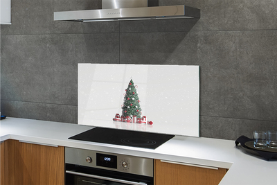Keuken achterwand glas met print Kerstboom geschenken decoraties