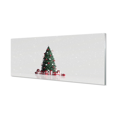 Keuken achterwand glas met print Kerstboom geschenken decoraties