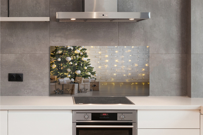 Keuken achterwand glas met print Kerstboom geschenken decoraties