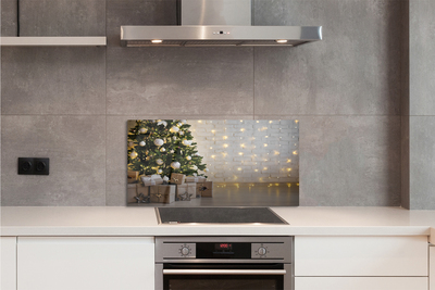 Keuken achterwand glas met print Kerstboom geschenken decoraties