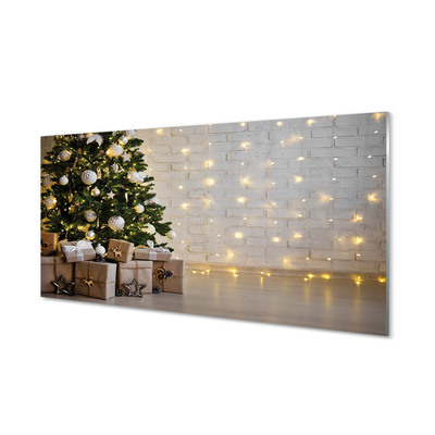 Keuken achterwand glas met print Kerstboom geschenken decoraties