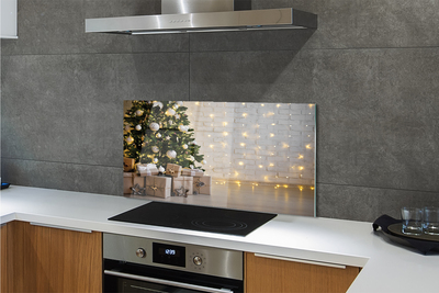 Keuken achterwand glas met print Kerstboom geschenken decoraties