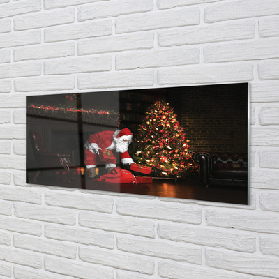 Keuken achterwand glas met print Kerstboom geschenken decoraties santa claus