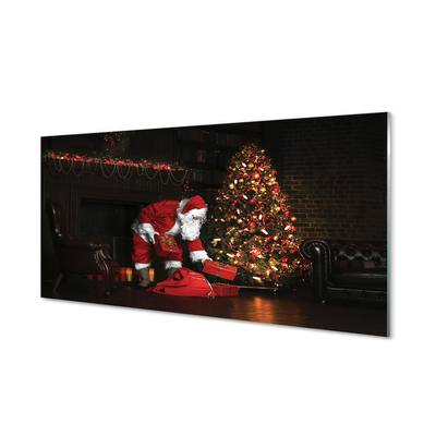 Keuken achterwand glas met print Kerstboom geschenken decoraties santa claus