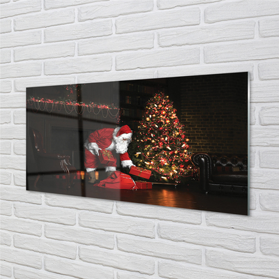 Keuken achterwand glas met print Kerstboom geschenken decoraties santa claus