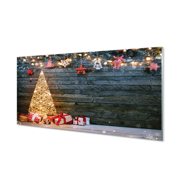 Keuken achterwand glas Kerstboom presenteert decoraties