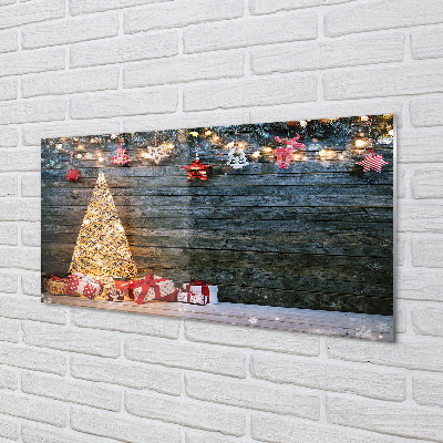 Keuken achterwand glas Kerstboom presenteert decoraties