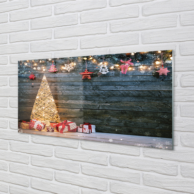 Keuken achterwand glas Kerstboom presenteert decoraties