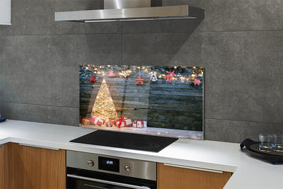Keuken achterwand glas Kerstboom presenteert decoraties