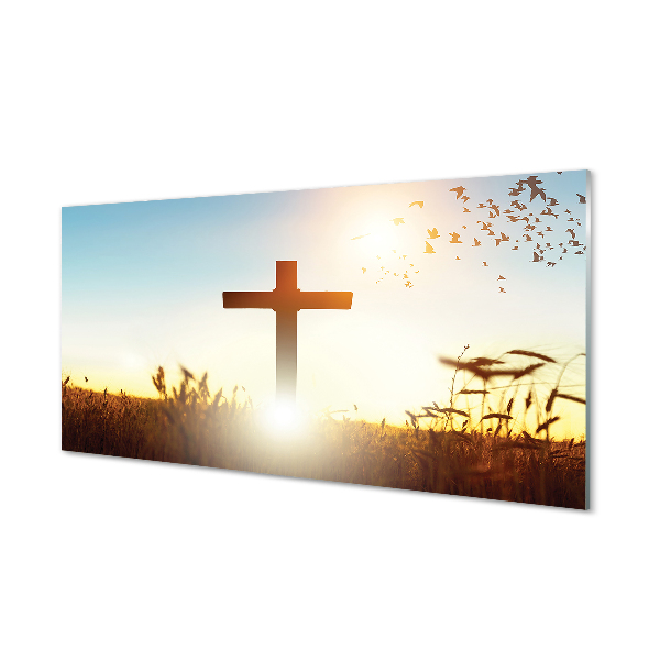 Keuken achterwand glas met print Cross field sun