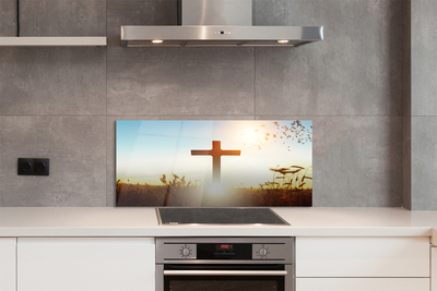 Keuken achterwand glas met print Cross field sun