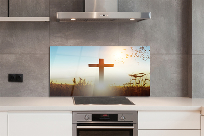 Keuken achterwand glas met print Cross field sun