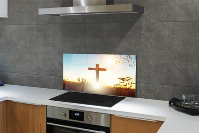 Keuken achterwand glas met print Cross field sun