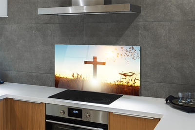 Keuken achterwand glas met print Cross field sun