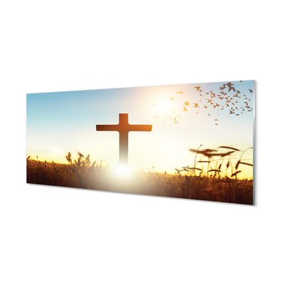 Keuken achterwand glas met print Cross field sun