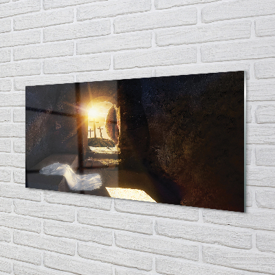 Keuken achterwand glas met print Cave steek de zon over