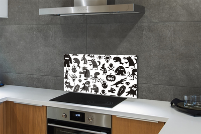 Moderne keuken achterwand Witte zwarte wezens achtergrond