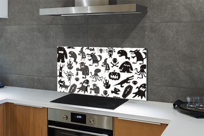 Moderne keuken achterwand Witte zwarte wezens achtergrond