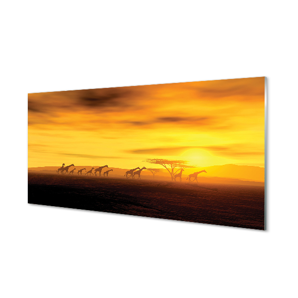 Moderne keuken achterwand Giraffe tree clouds sky